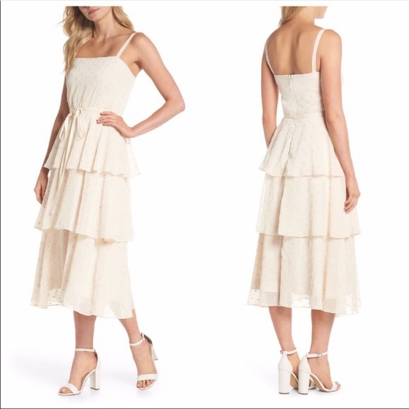 Florence Tiered polka dot chiffon summer dress S - Picture 2 of 10